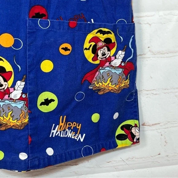 Disney Halloween Mickey Mouse Minnie Scrub Top Women’s Small Blue V Neck - Picture 8 of 11